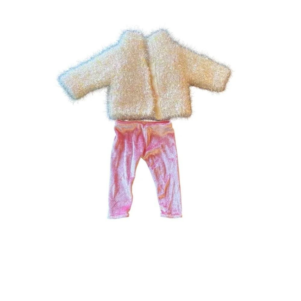 Pink Velour Leggings & Cream Fuzzy Jacket Outfit Pleasant Doll Co American Girl